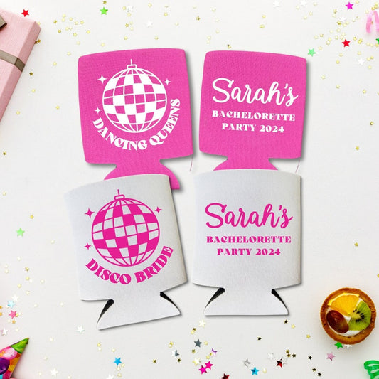 Custom Bachelorette Disco Bride and Dancing Queens Can Coolers