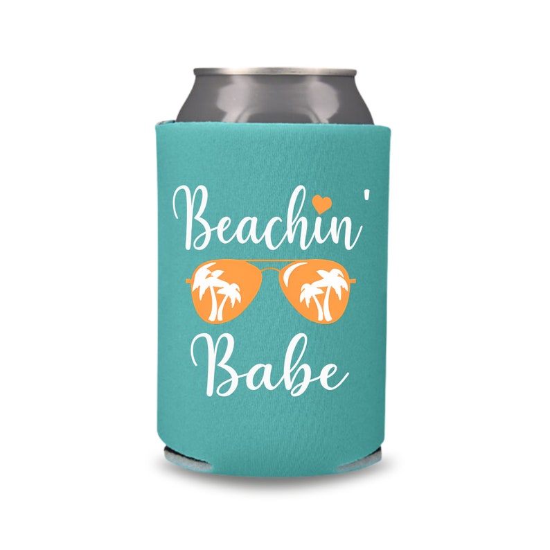 Custom Bachelorette Party Can Coolers, Beachin Bride and Beachin Babe Coolies