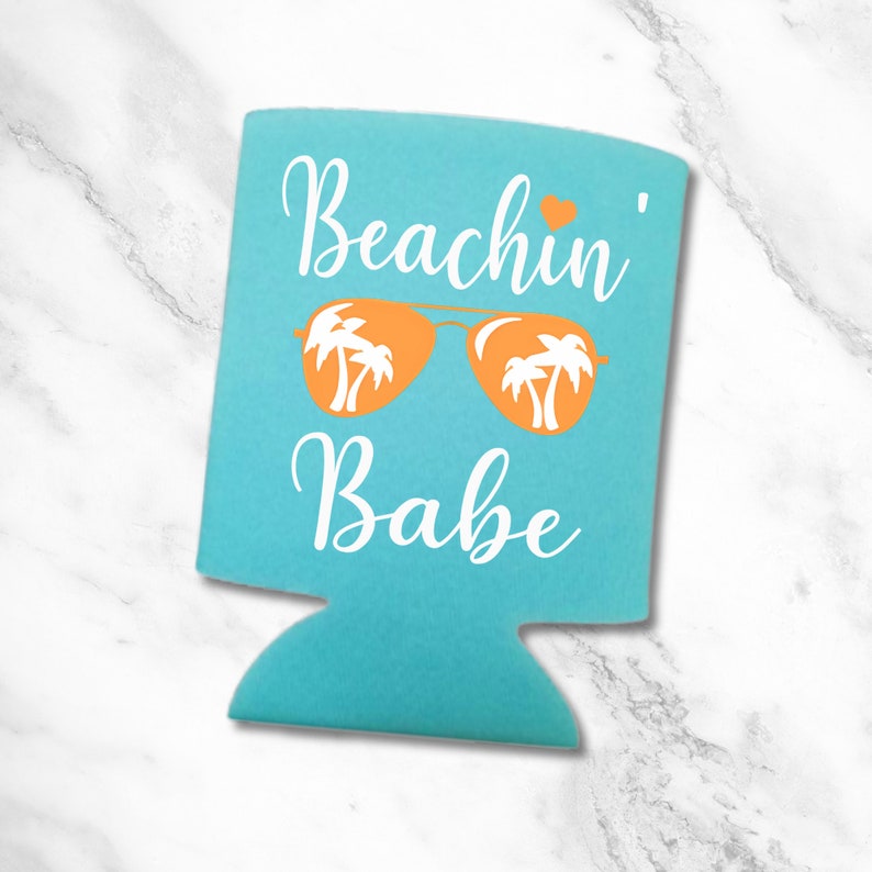 Custom Bachelorette Party Can Coolers, Beachin Bride and Beachin Babe Coolies
