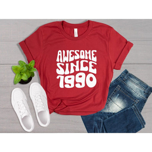 Custom Birthday Party T-Shirt, Awesome Since 1990 Tees