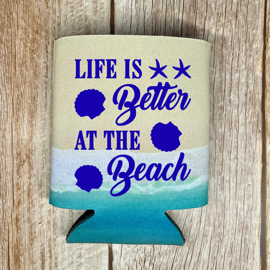 Beach Pattern Can Coolers, Sun And The Sand And A Beer In My Hand, Summer Vacation Coolies