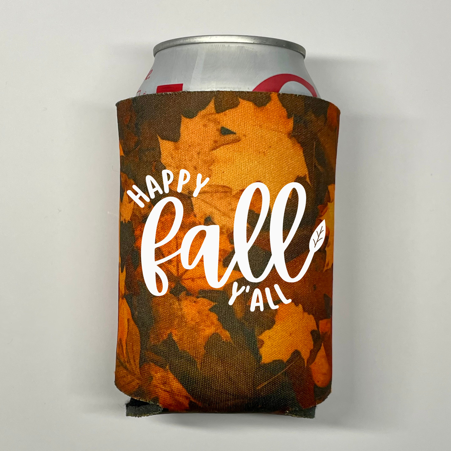 Fall Leaves Pattern Can Coolers, Happy Fall Y'all Coolies