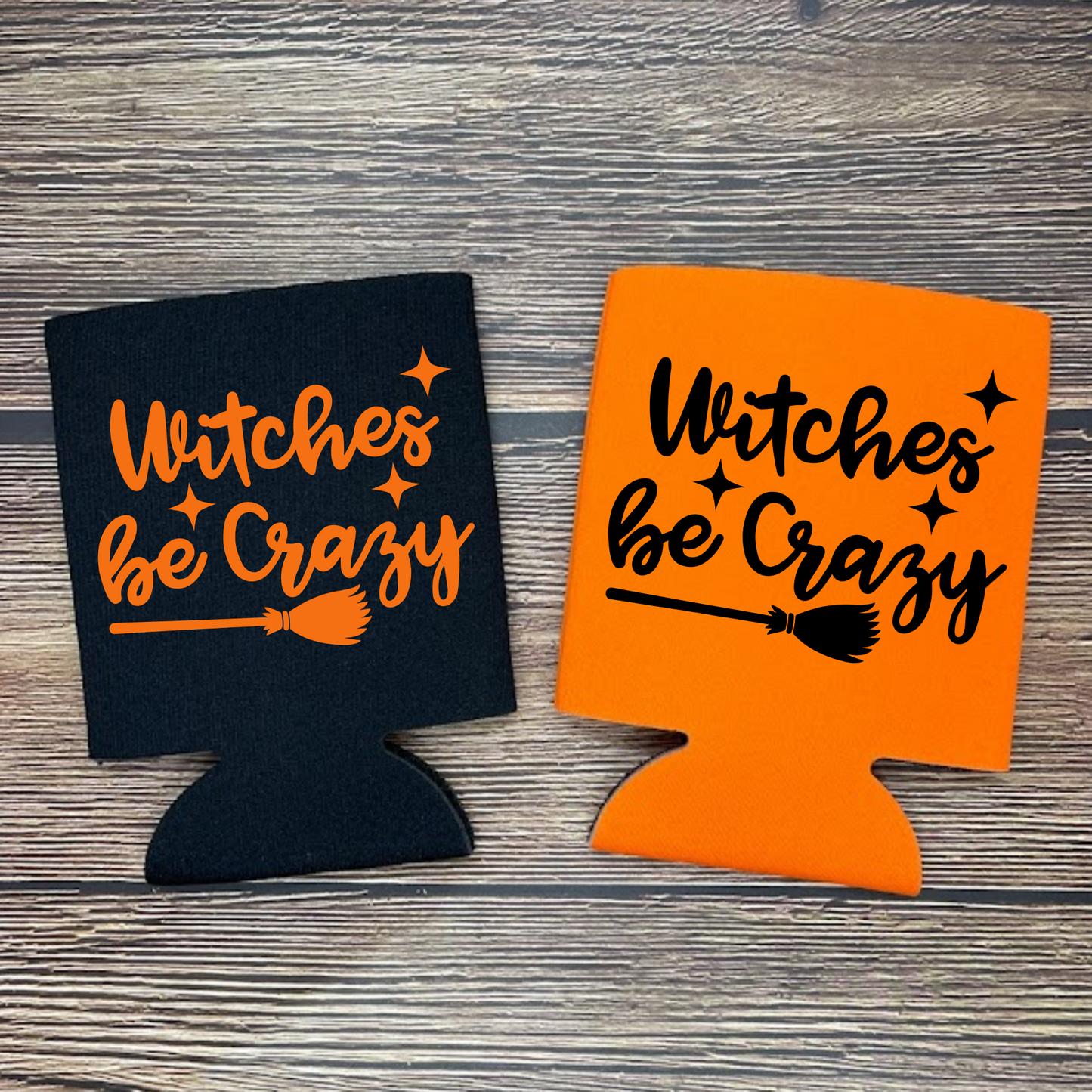 Halloween Can Coolers for Bachelorette Party, Witches Be Crazy Beer Coolies