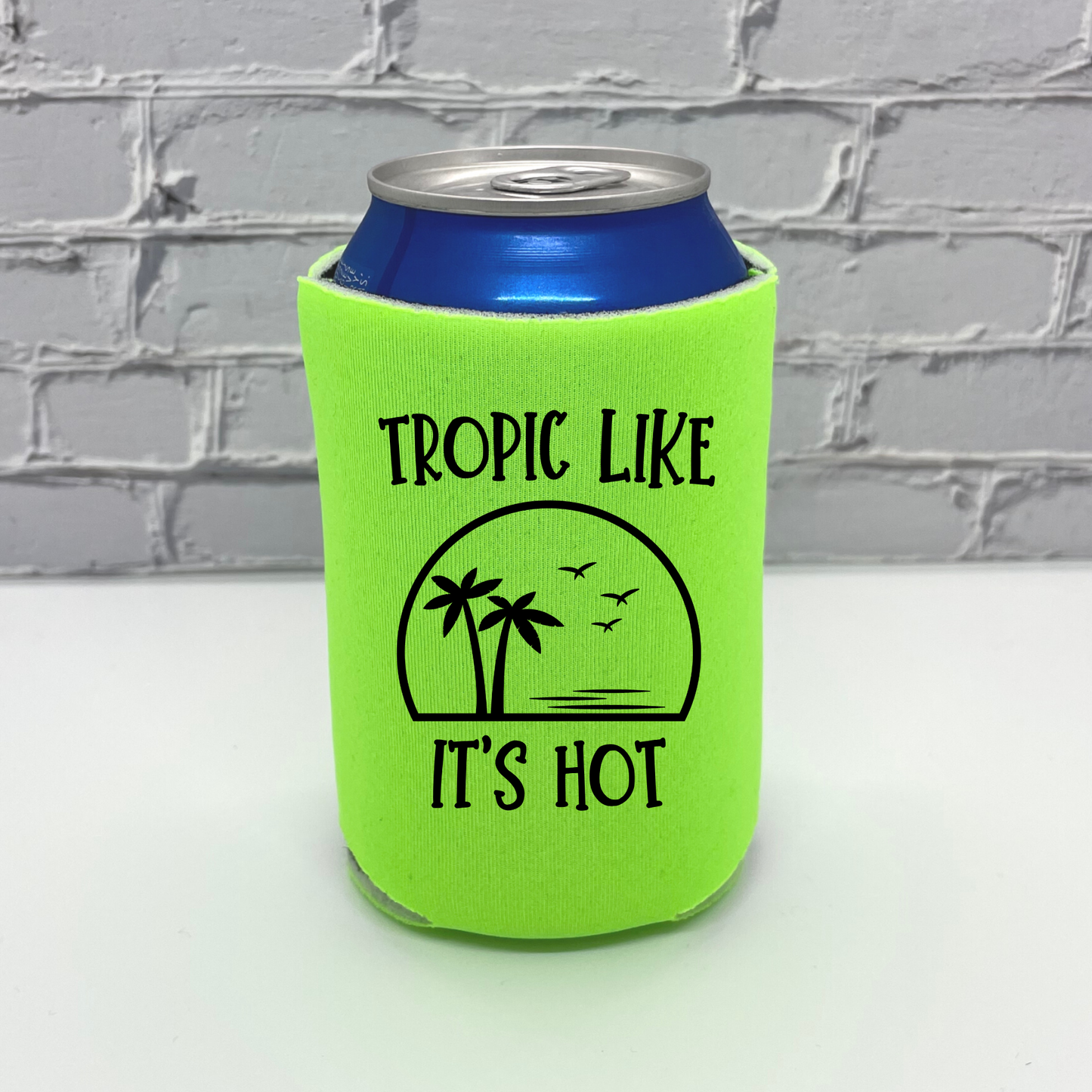 Custom Neon Bachelorette Party Can Coolers, Tropic Like It's Hot Coolies