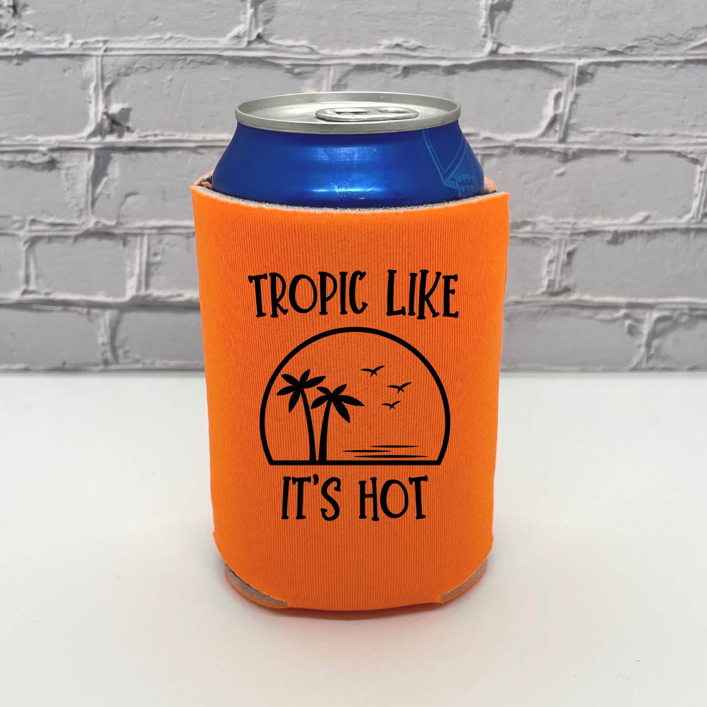 Custom Neon Bachelorette Party Can Coolers, Tropic Like It's Hot Coolies