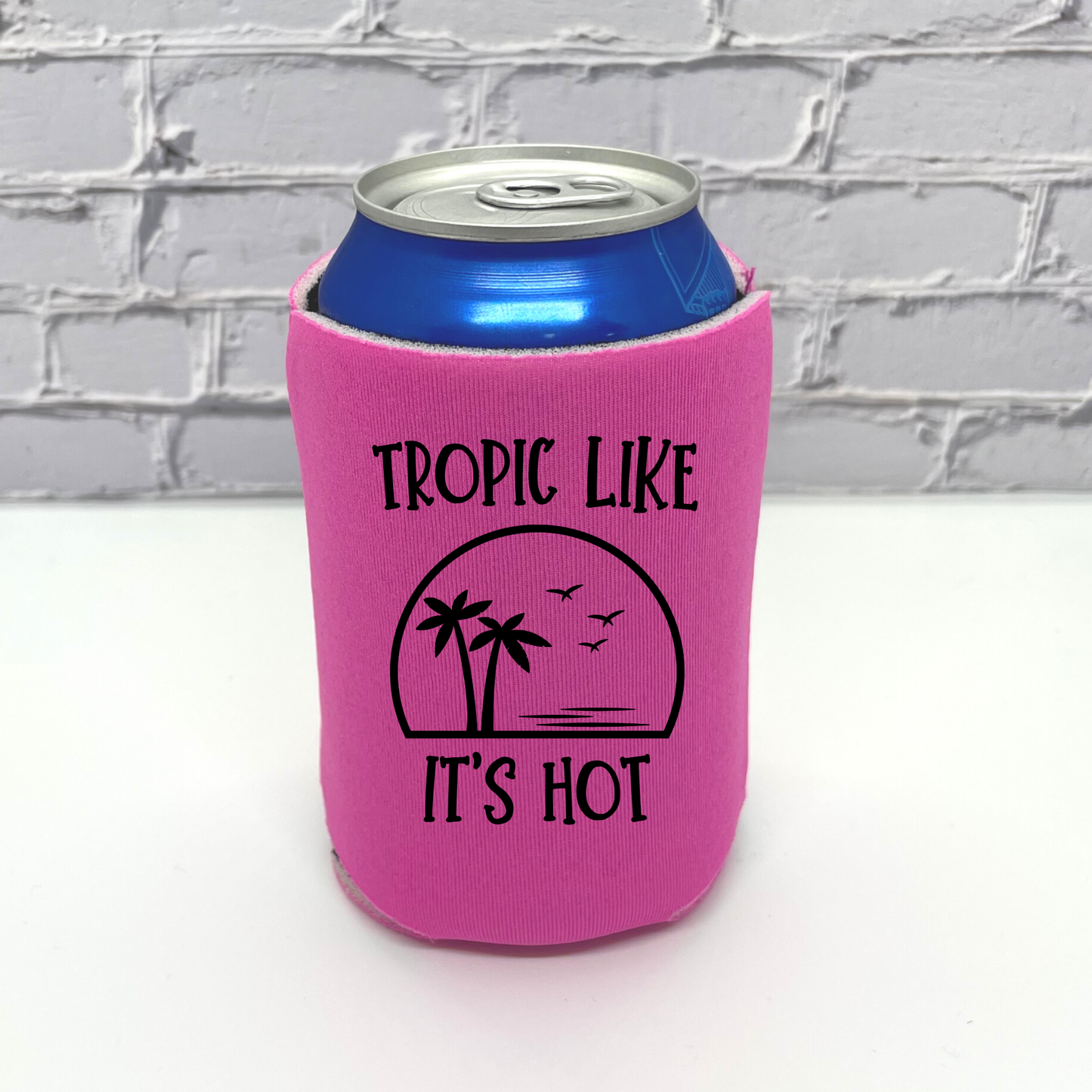 Custom Neon Bachelorette Party Can Coolers, Tropic Like It's Hot Coolies