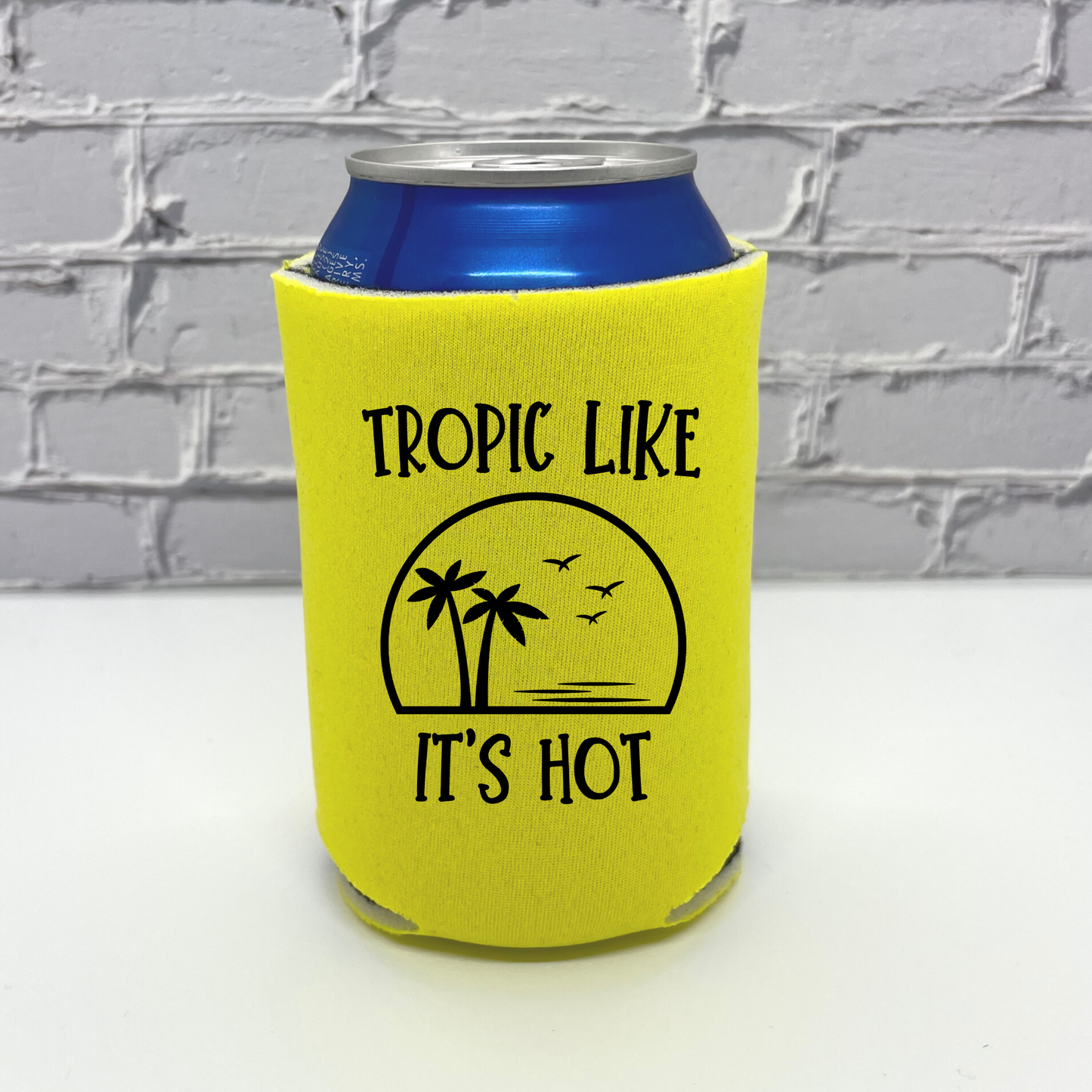 Custom Neon Bachelorette Party Can Coolers, Tropic Like It's Hot Coolies