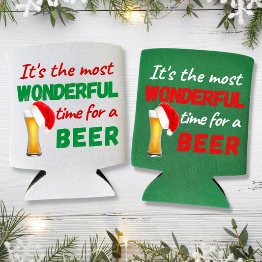 Christmas Can Coolers, It's The Most Wonderful Time For A Beer Beer Coolies