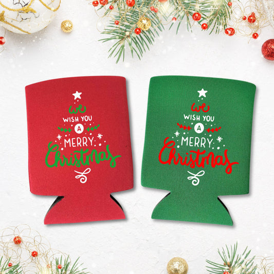 Christmas Can Coolers, We Wish You A Merry Christmas Beer Coolies