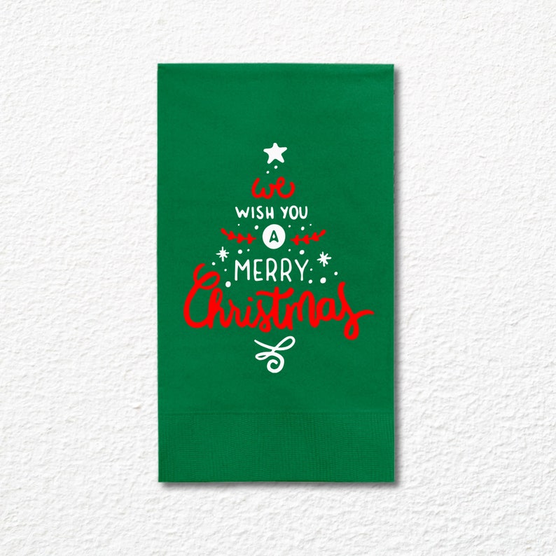 Custom Christmas Napkins, We Wish You A Merry Christmas Paper Dinner Napkins