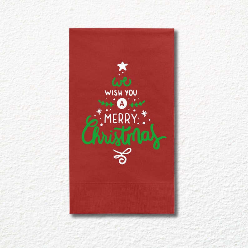 Custom Christmas Napkins, We Wish You A Merry Christmas Paper Dinner Napkins