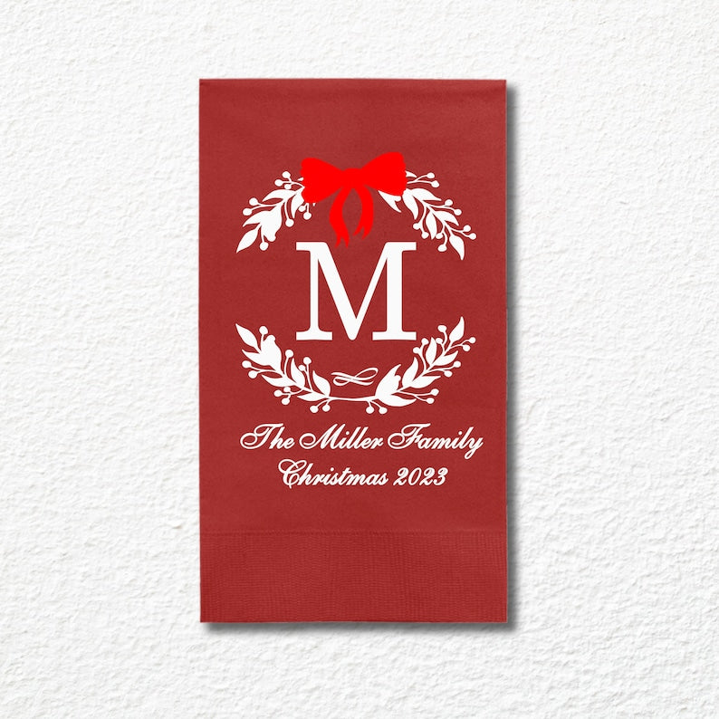 Custom Christmas Napkins, Personalized Family Christmas Paper Dinner Napkins