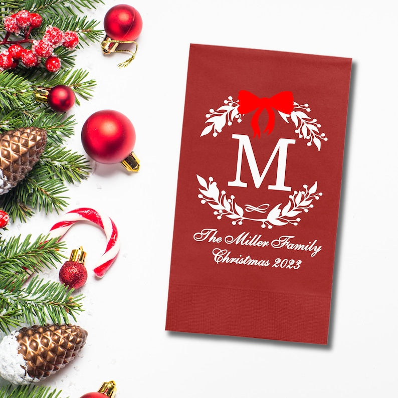 Custom Christmas Napkins, Personalized Family Christmas Paper Dinner Napkins