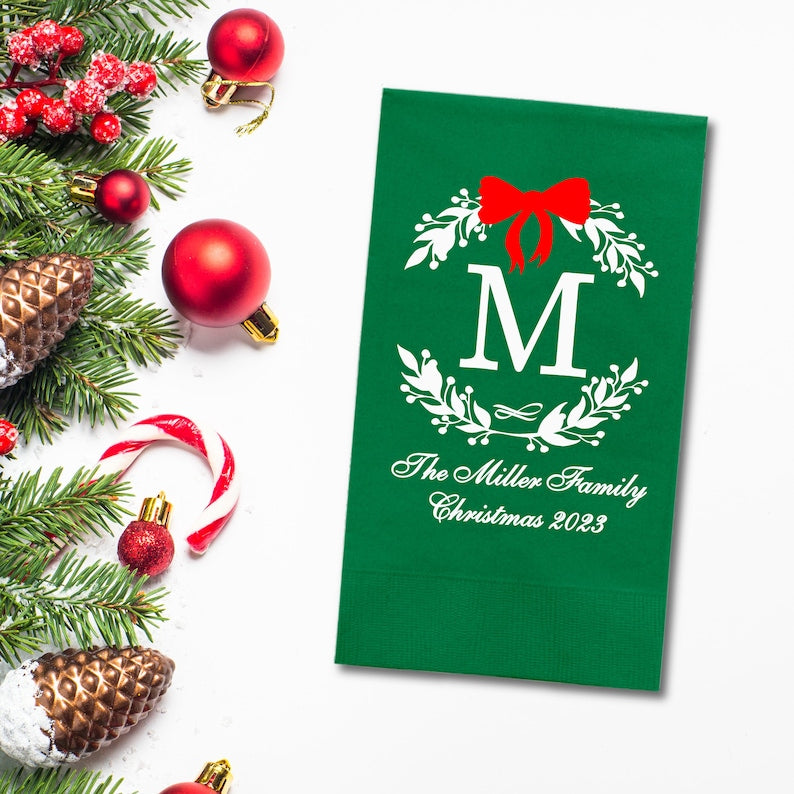 Custom Christmas Napkins, Personalized Family Christmas Paper Dinner Napkins