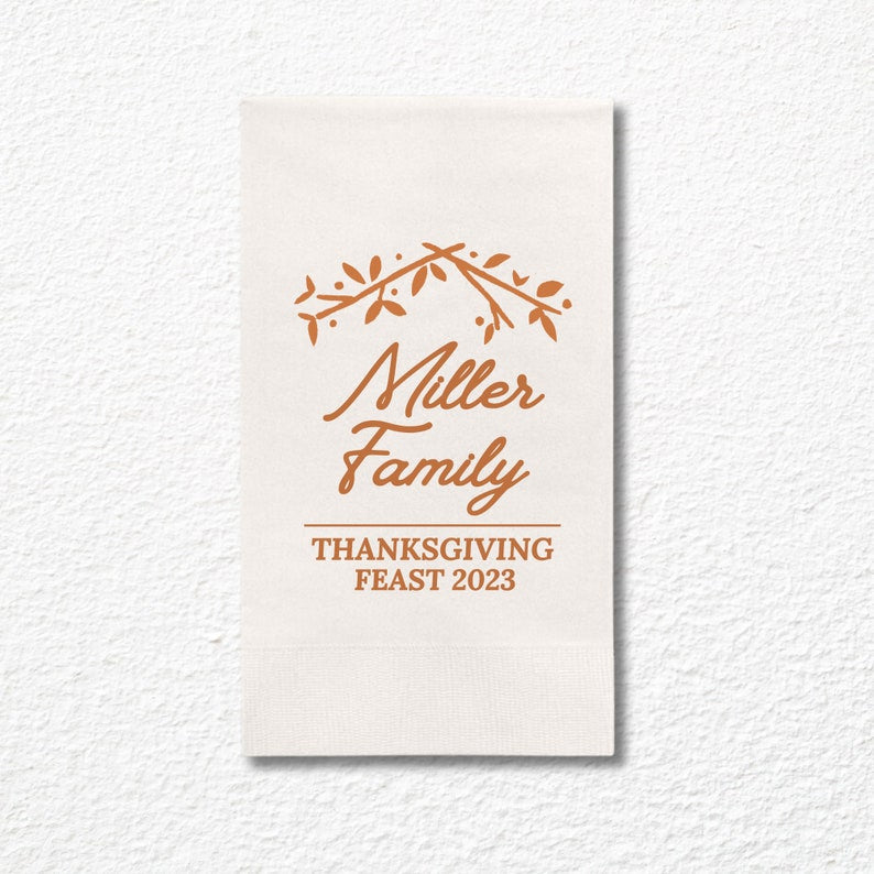 Custom Thanksgiving Paper Dinner Napkins, Family Thanksgiving Feast - Add Your Name