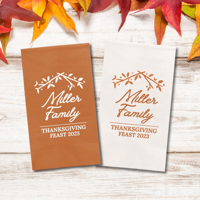 Custom Thanksgiving Paper Dinner Napkins, Family Thanksgiving Feast - Add Your Name