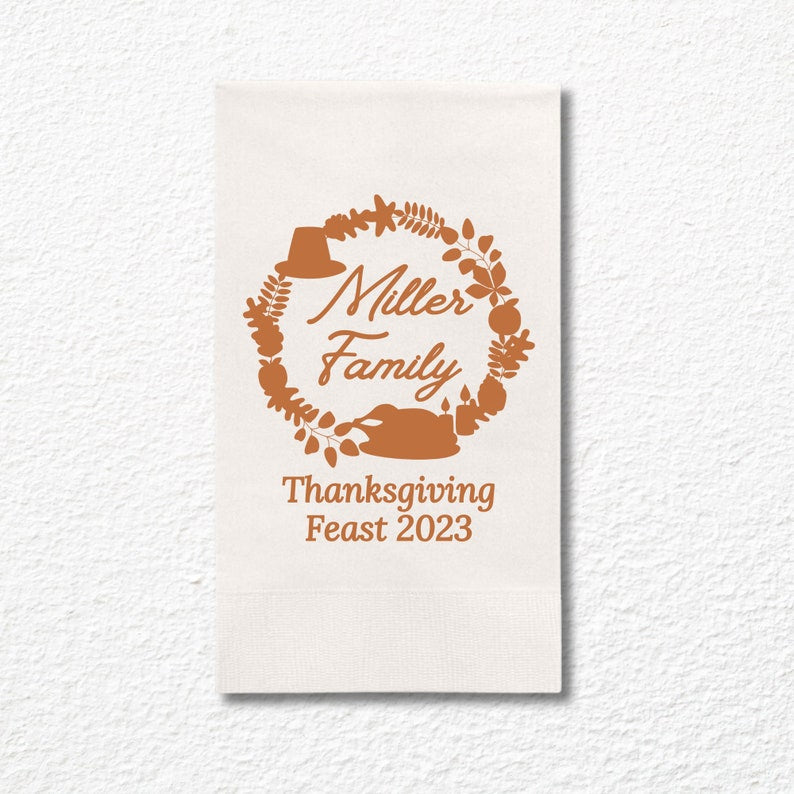 Custom Thanksgiving Paper Dinner Napkins, Monogram Thanksgiving Feast - Add Your Name