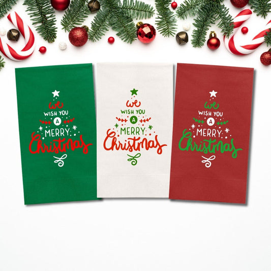Custom Christmas Napkins, We Wish You A Merry Christmas Paper Dinner Napkins
